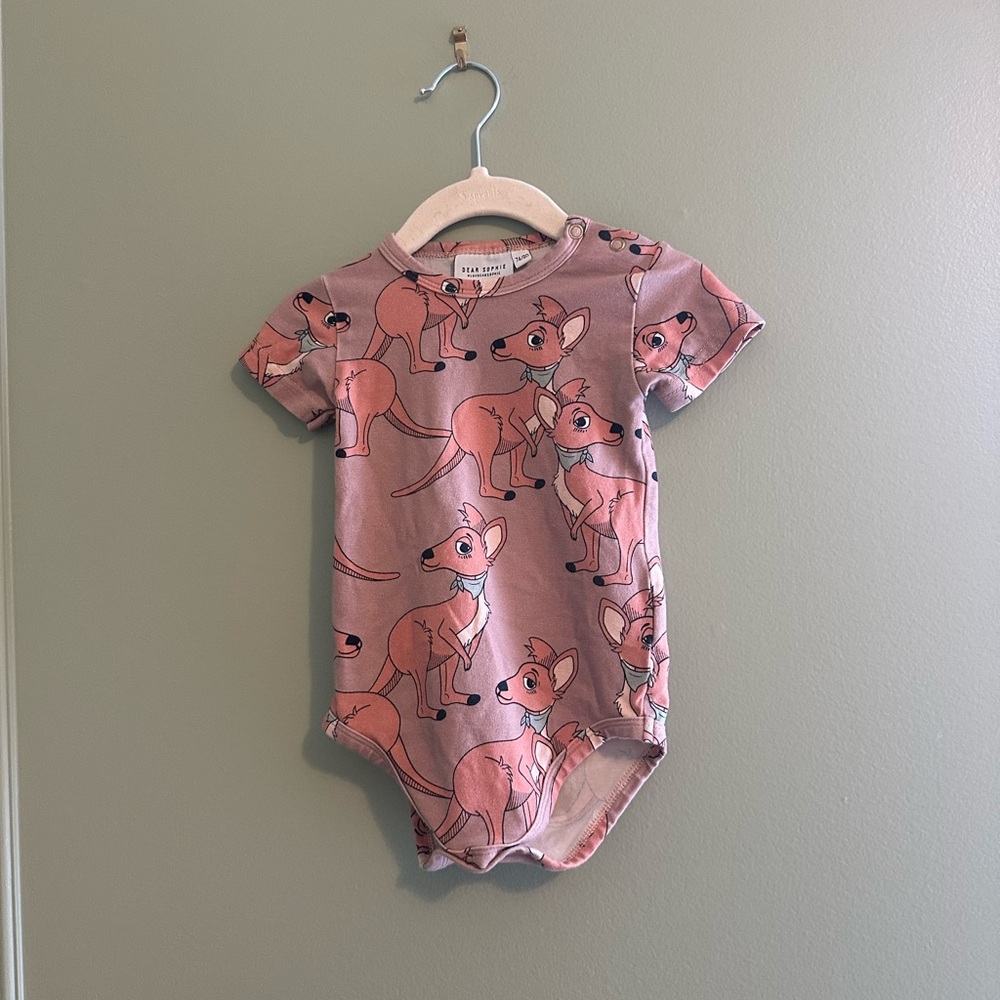 Tan Kangaroo Print Baby Onesie 12m